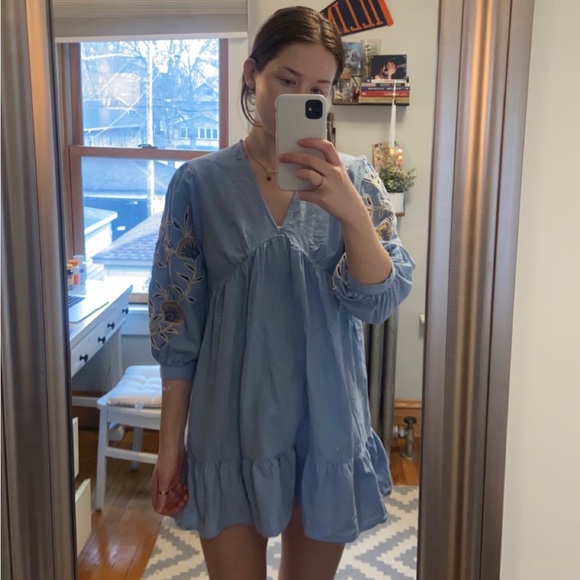 blue smock dress zara Zara | Dresses | Zara Dress Spring Floral Babydoll